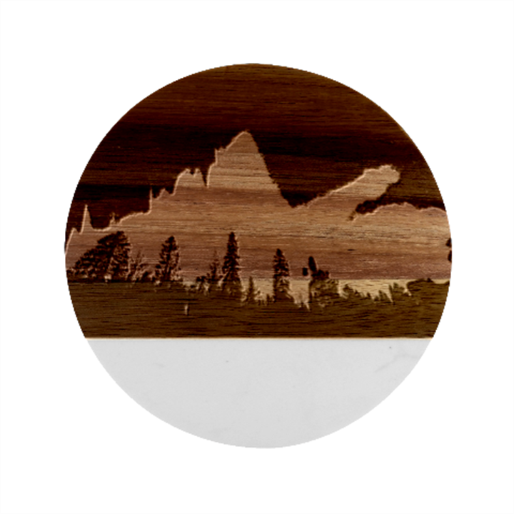 Aurora Borealis Northern Lights Marble Wood Coaster (Round)