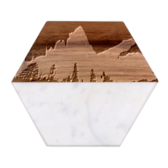 Aurora Borealis Northern Lights Marble Wood Coaster (Hexagon) 