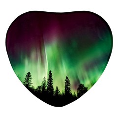 Aurora Borealis Northern Lights Heart Glass Fridge Magnet (4 Pack) by Ket1n9