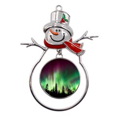 Aurora Borealis Northern Lights Metal Snowman Ornament