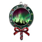 Aurora Borealis Northern Lights Metal X Mas Lollipop with Crystal Ornament Front