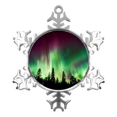 Aurora Borealis Northern Lights Metal Small Snowflake Ornament by Ket1n9