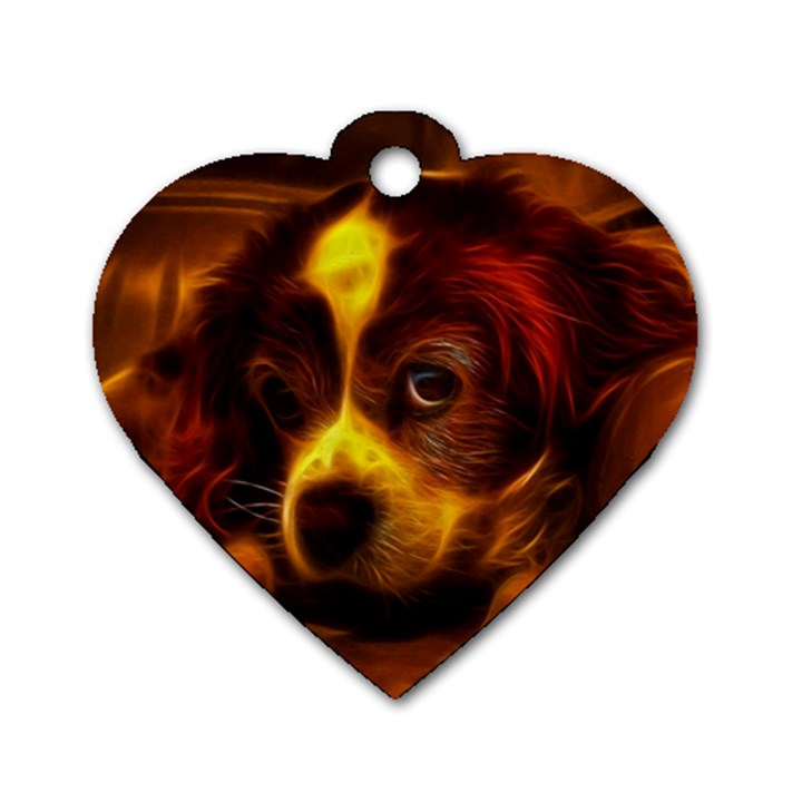 Cute 3d Dog Dog Tag Heart (Two Sides)
