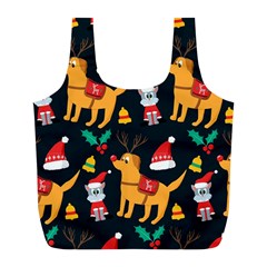 Funny Christmas Pattern Background Full Print Recycle Bag (l) by Ket1n9