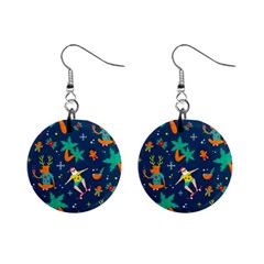 Colorful Funny Christmas Pattern Mini Button Earrings by Ket1n9