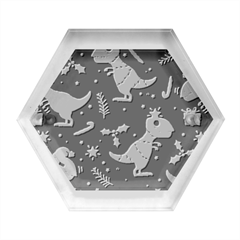 Christmas Funny Pattern Dinosaurs Hexagon Wood Jewelry Box