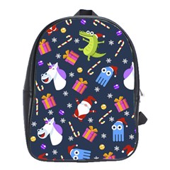 Colorful Funny Christmas Pattern School Bag (large) by Ket1n9