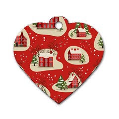 Christmas New Year Seamless Pattern Dog Tag Heart (two Sides) by Ket1n9