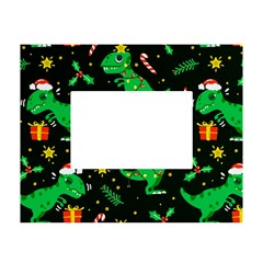 Christmas Funny Pattern Dinosaurs White Tabletop Photo Frame 4 x6  by Ket1n9