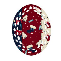 Flat Design Christmas Pattern Collection Art Oval Filigree Ornament (two Sides) by Ket1n9