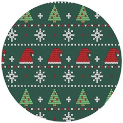 Beautiful Knitted Christmas Pattern Wooden Puzzle Round by Ket1n9