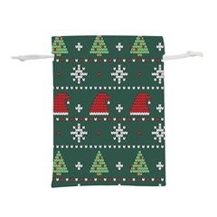 Beautiful Knitted Christmas Pattern Lightweight Drawstring Pouch (m) by Ket1n9