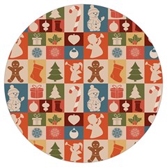 Cute Christmas Seamless Pattern Vector  - Round Trivet