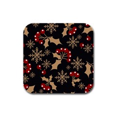 Dinosaur Colorful Funny Christmas Pattern Rubber Square Coaster (4 Pack) by Ket1n9