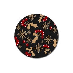 Christmas Pattern With Snowflakes Berries Magnet 3  (round) by Ket1n9