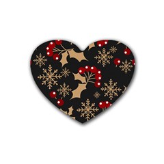 Dinosaur Colorful Funny Christmas Pattern Rubber Heart Coaster (4 Pack) by Ket1n9