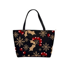 Christmas Pattern With Snowflakes Berries Classic Shoulder Handbag by Ket1n9