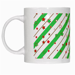 Christmas Paper Stars Pattern Texture Background Colorful Colors Seamless White Mug by Ket1n9