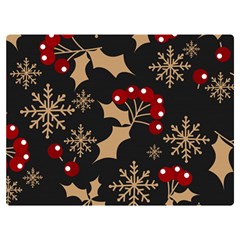 Christmas Pattern With Snowflakes Berries Two Sides Premium Plush Fleece Blanket (extra Small)