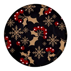 Dinosaur Colorful Funny Christmas Pattern Round Glass Fridge Magnet (4 Pack) by Ket1n9