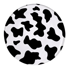 Animal Print Black And White Black Round Glass Fridge Magnet (4 Pack) by Ket1n9