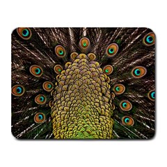 Peacock Feathers Wheel Plumage Small Mousepad by Ket1n9