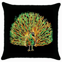 Unusual Peacock Drawn With Flame Lines Throw Pillow Case (black) by Ket1n9