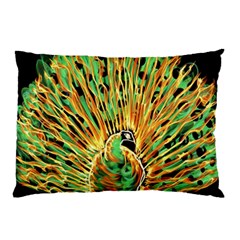 Unusual Peacock Drawn With Flame Lines Pillow Case (two Sides) by Ket1n9