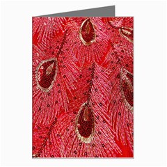 Red Peacock Floral Embroidered Long Qipao Traditional Chinese Cheongsam Mandarin Greeting Card