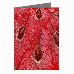 Red Peacock Floral Embroidered Long Qipao Traditional Chinese Cheongsam Mandarin Greeting Cards (Pkg of 8)