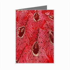 Red Peacock Floral Embroidered Long Qipao Traditional Chinese Cheongsam Mandarin Mini Greeting Card
