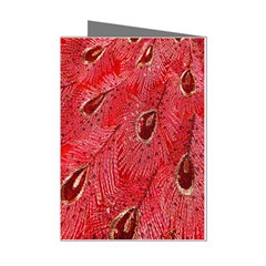 Red Peacock Floral Embroidered Long Qipao Traditional Chinese Cheongsam Mandarin Mini Greeting Cards (Pkg of 8)