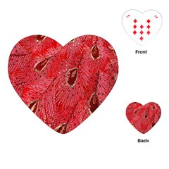 Red Peacock Floral Embroidered Long Qipao Traditional Chinese Cheongsam Mandarin Playing Cards Single Design (Heart)