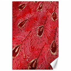Red Peacock Floral Embroidered Long Qipao Traditional Chinese Cheongsam Mandarin Canvas 20  x 30 