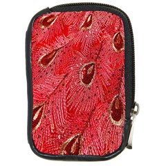Red Peacock Floral Embroidered Long Qipao Traditional Chinese Cheongsam Mandarin Compact Camera Leather Case