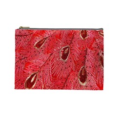 Red Peacock Floral Embroidered Long Qipao Traditional Chinese Cheongsam Mandarin Cosmetic Bag (Large)