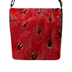 Red Peacock Floral Embroidered Long Qipao Traditional Chinese Cheongsam Mandarin Flap Closure Messenger Bag (L)