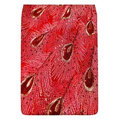 Red Peacock Floral Embroidered Long Qipao Traditional Chinese Cheongsam Mandarin Removable Flap Cover (L)