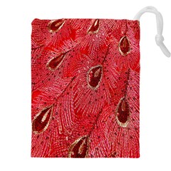 Red Peacock Floral Embroidered Long Qipao Traditional Chinese Cheongsam Mandarin Drawstring Pouch (5XL)