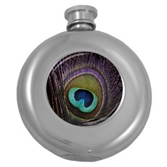 Peacock Feather Round Hip Flask (5 Oz) by Ket1n9