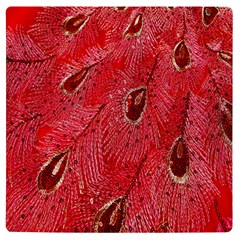 Red Peacock Floral Embroidered Long Qipao Traditional Chinese Cheongsam Mandarin UV Print Square Tile Coaster 