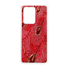 Red Peacock Floral Embroidered Long Qipao Traditional Chinese Cheongsam Mandarin Samsung Galaxy S20 Ultra 6.9 Inch TPU UV Case