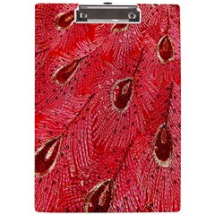 Red Peacock Floral Embroidered Long Qipao Traditional Chinese Cheongsam Mandarin A4 Acrylic Clipboard