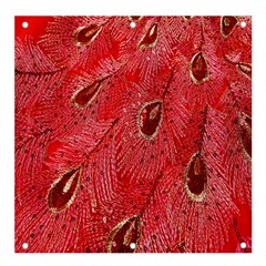 Red Peacock Floral Embroidered Long Qipao Traditional Chinese Cheongsam Mandarin Banner and Sign 4  x 4 