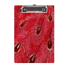 Red Peacock Floral Embroidered Long Qipao Traditional Chinese Cheongsam Mandarin A5 Acrylic Clipboard