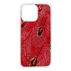 Red Peacock Floral Embroidered Long Qipao Traditional Chinese Cheongsam Mandarin iPhone 14 Pro Max TPU UV Print Case