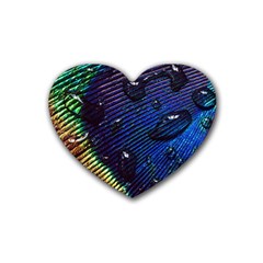 Peacock Feather Retina Mac Rubber Coaster (heart) by Ket1n9