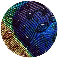 Peacock Feather Retina Mac Wooden Puzzle Round by Ket1n9