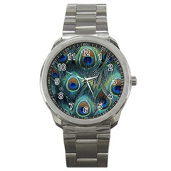 Feathers Art Peacock Sheets Patterns Sport Metal Watch by Ket1n9