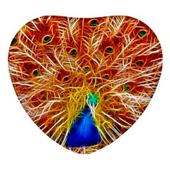 Fractal Peacock Art Heart Glass Fridge Magnet (4 Pack) by Ket1n9